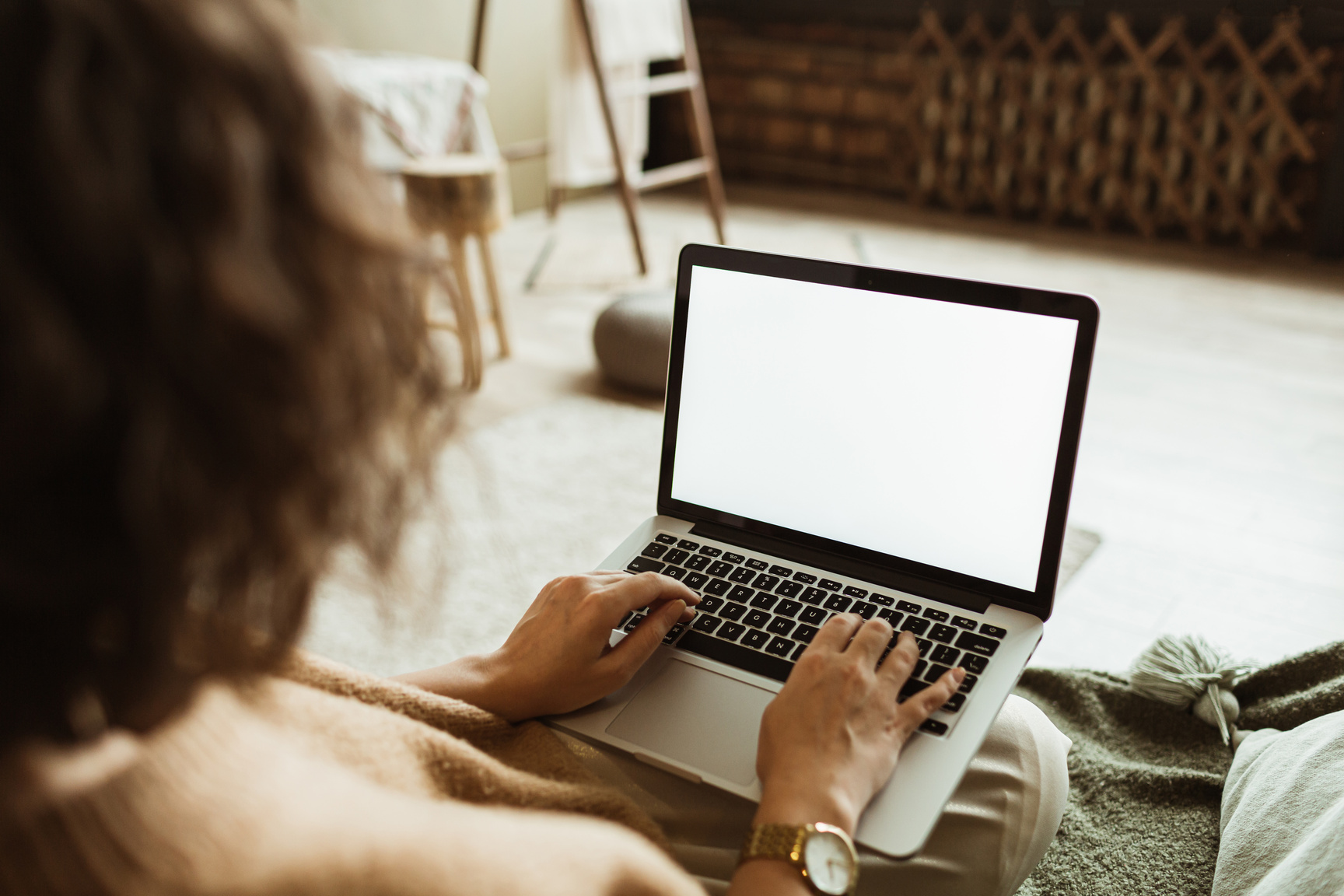 Man Using Mockup Laptop